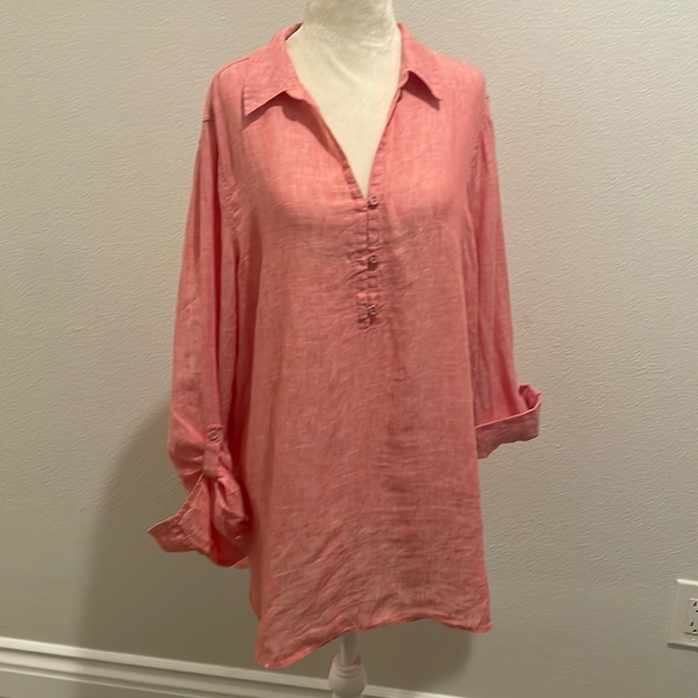 Tahari linen top